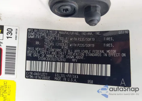 2016 Toyota Sienna Se Premium 8 Passenger из США, поврежденный, VIN 5TDXK3DC0GS762640